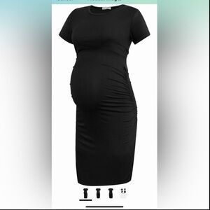 Smallshow Women's Short Sleeve Maternity Dress Ruched Pregnancy Clothes
